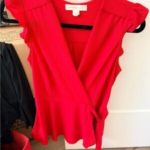 Monsoon Red Ruffle Sleeve Blouse